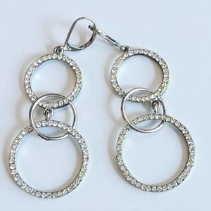 Swarovski Crystal Silver Hoop Earrings